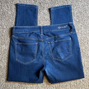 Hydraulic skinny dark wash 15/16‎ denim jeans mid rise casual preppy stretchy